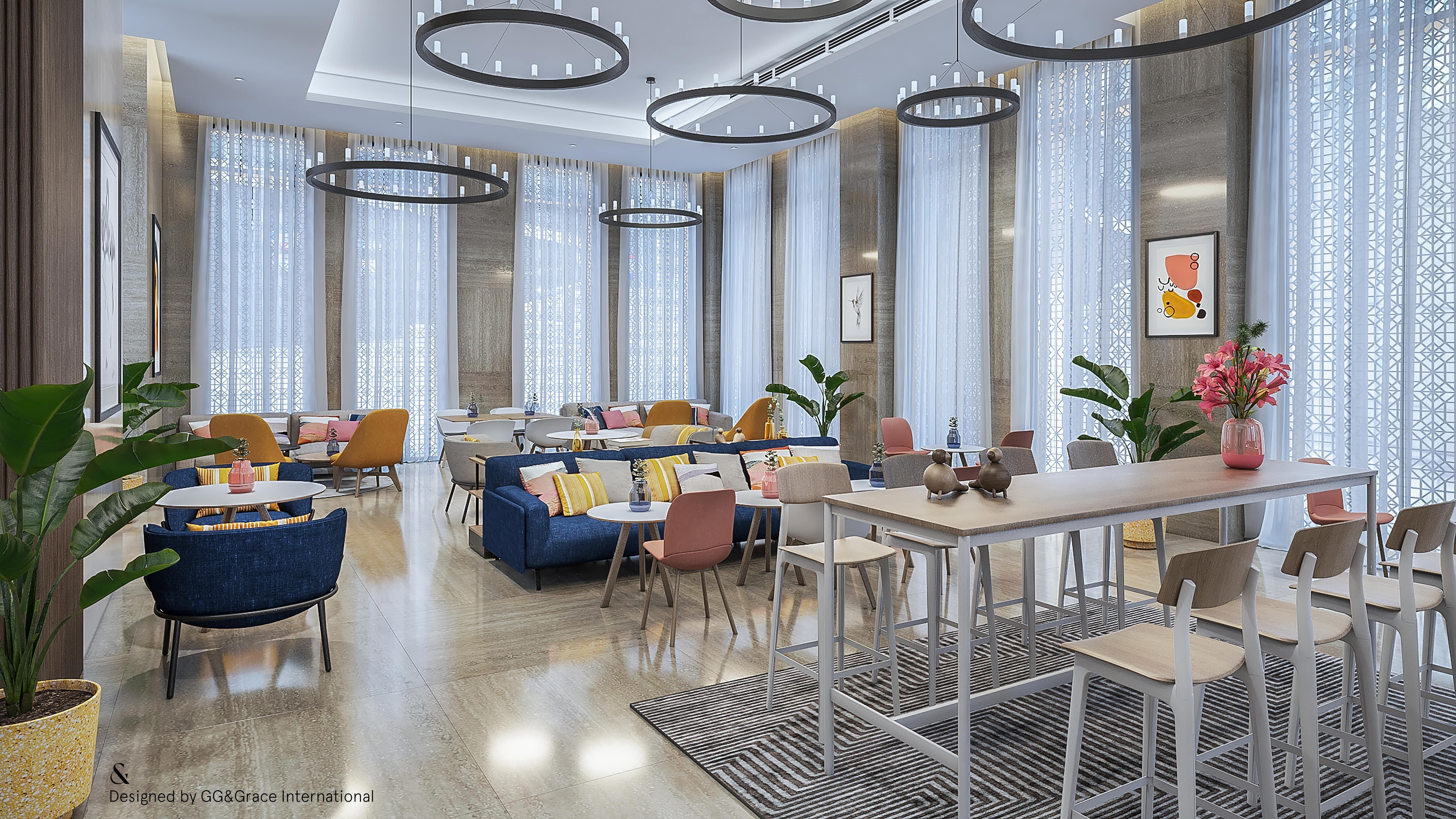 Voco Doha West Bay Suites By Ihg Exterior foto 3D interior rendering of a restaurant